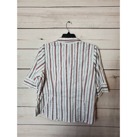 Lane Bryant Womens Button‎ Front Shirt White Brown Striped Stretch Plus 18/20 - Picture 2 of 5